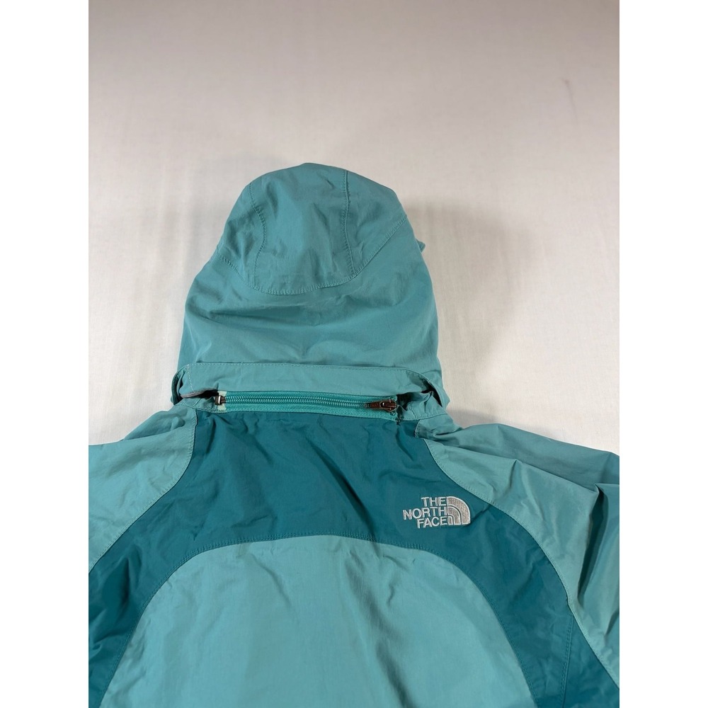 The North Face Girls L HyVent Rain Jacket Teal Turquoise Hooded Full Zip Shell - Picture 11 of 11